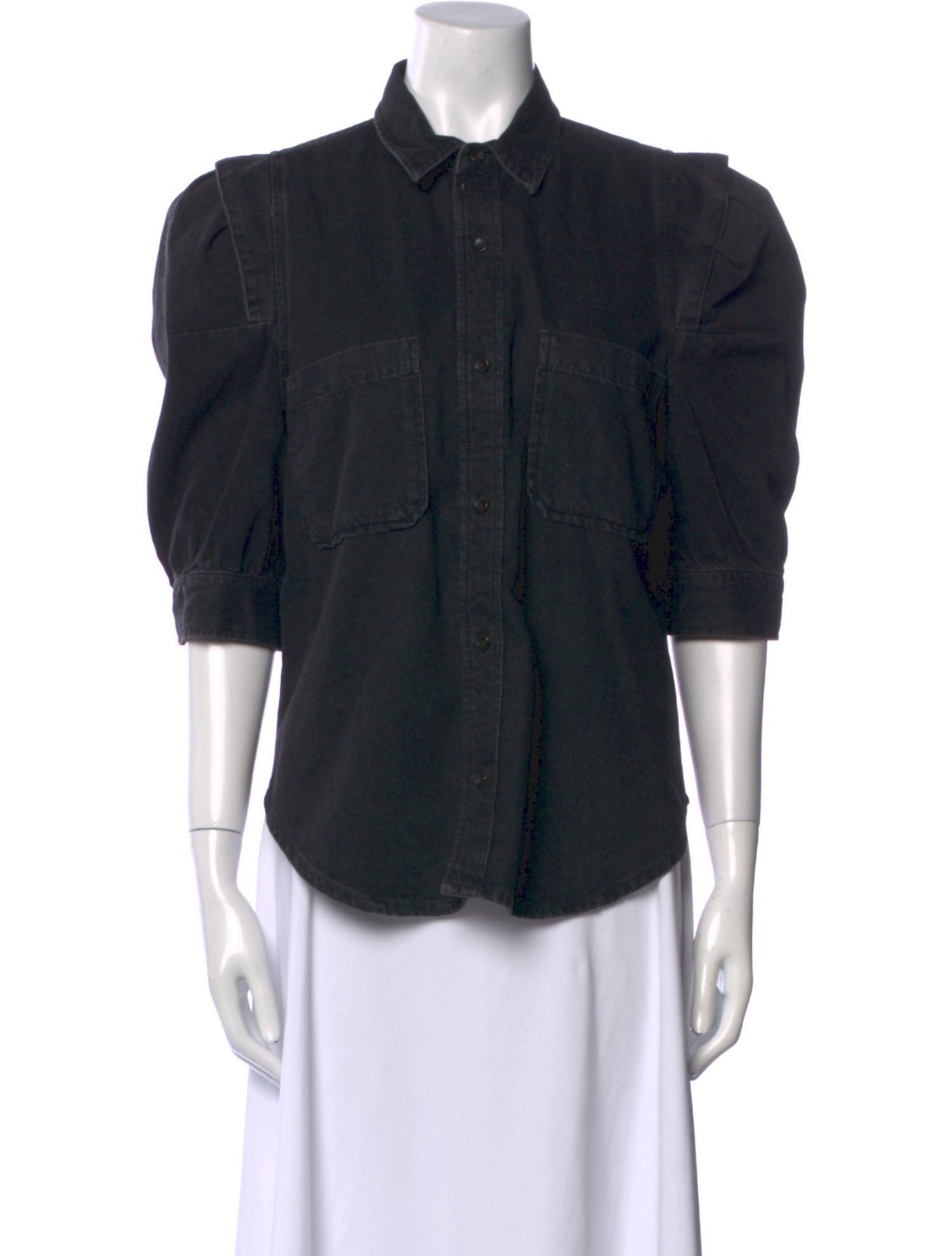 FRAME Three-Quarter Sleeve Button-Up Top
