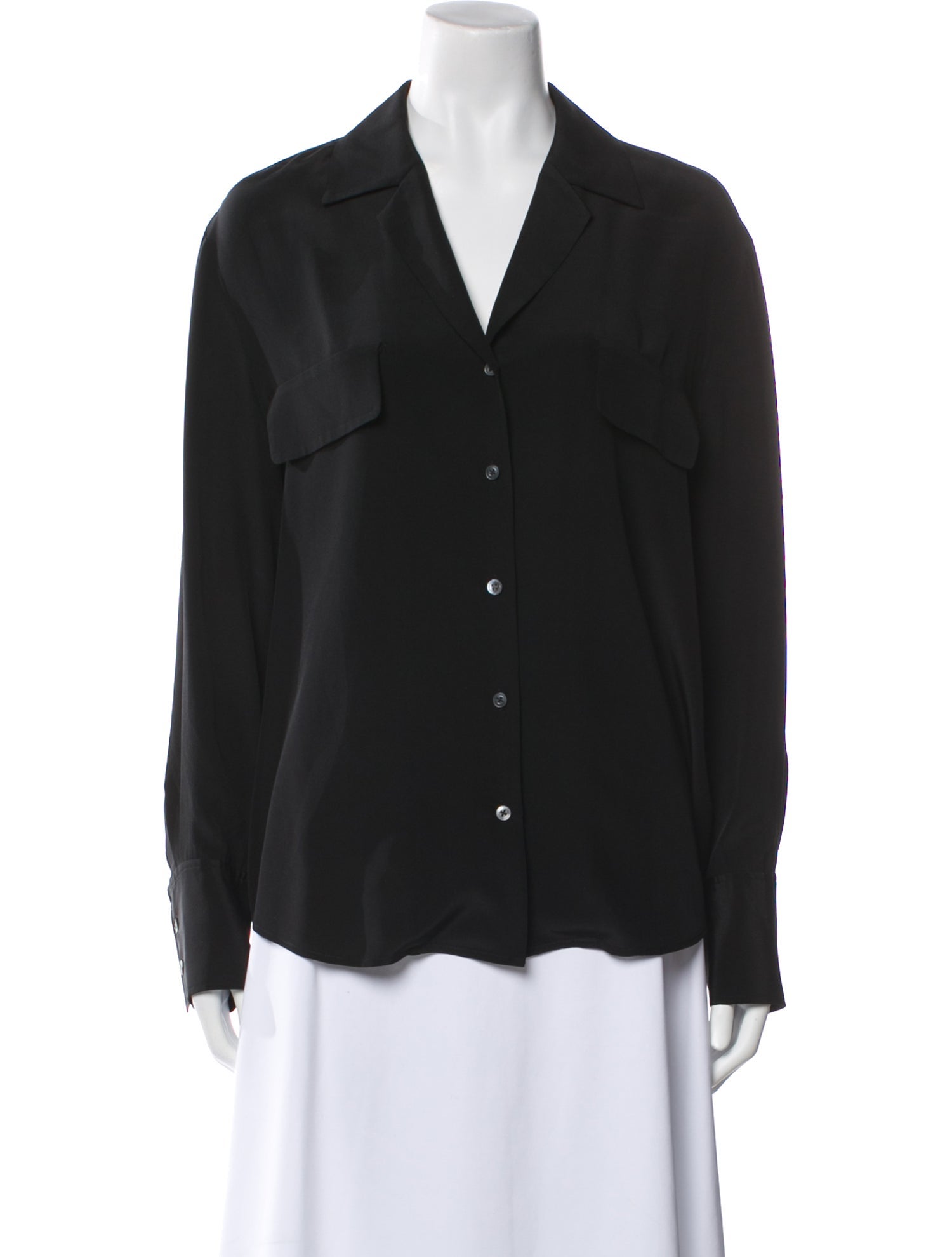 FRAME Silk Long Sleeve Button-Up Top