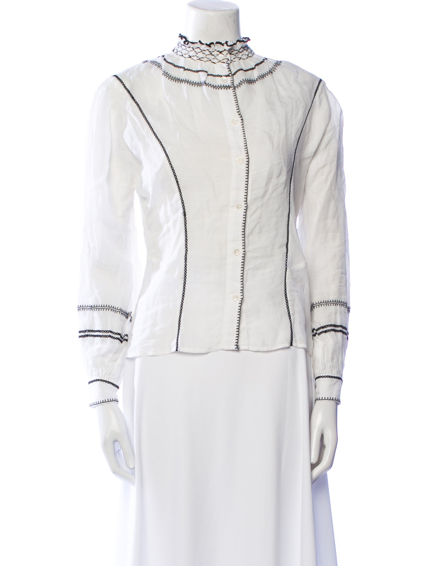 FRAME Striped Mock Neck Top