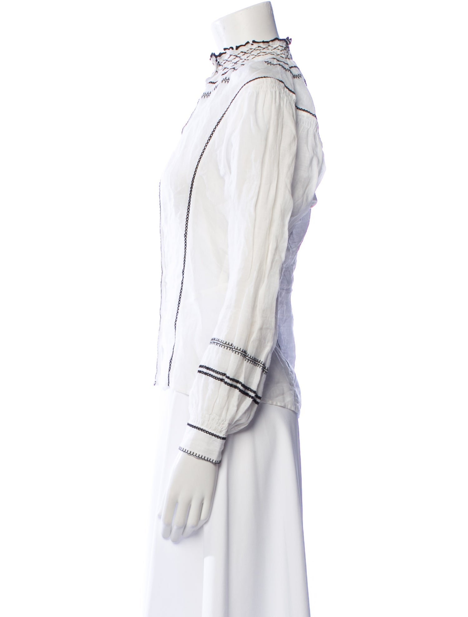 FRAME Striped Mock Neck Top