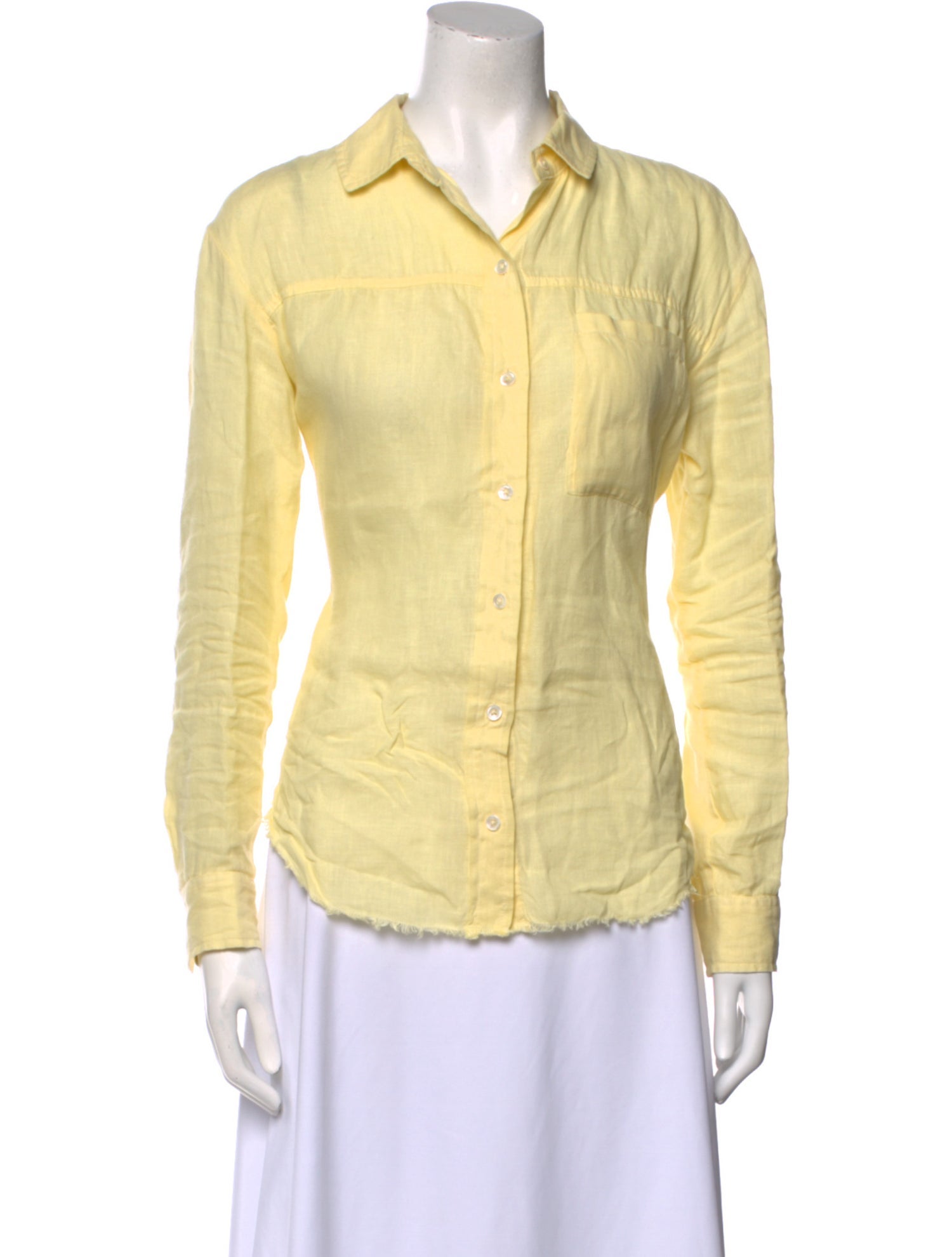 FRAME Linen Long Sleeve Button-Up Top