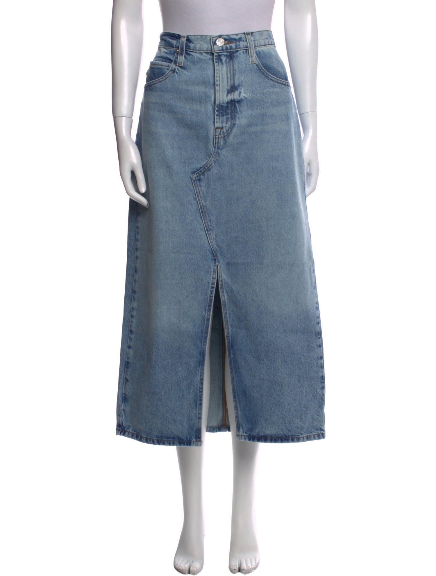 FRAME Raw-Edge Trim Midi Length Skirt