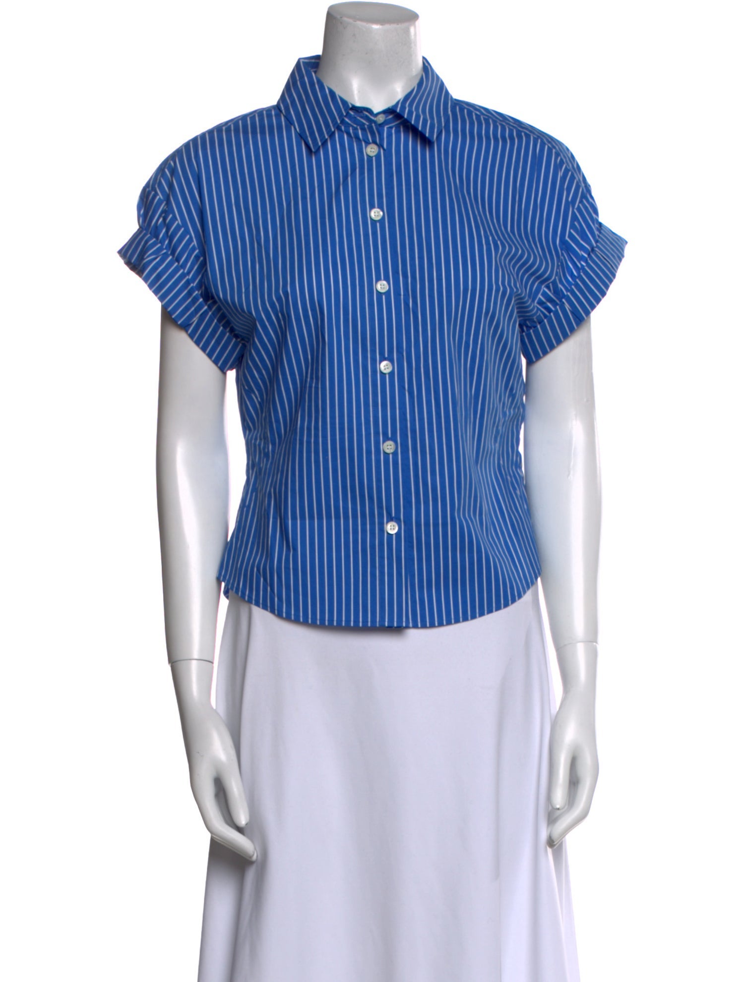 FRAME Striped Short Sleeve Button-Up Top