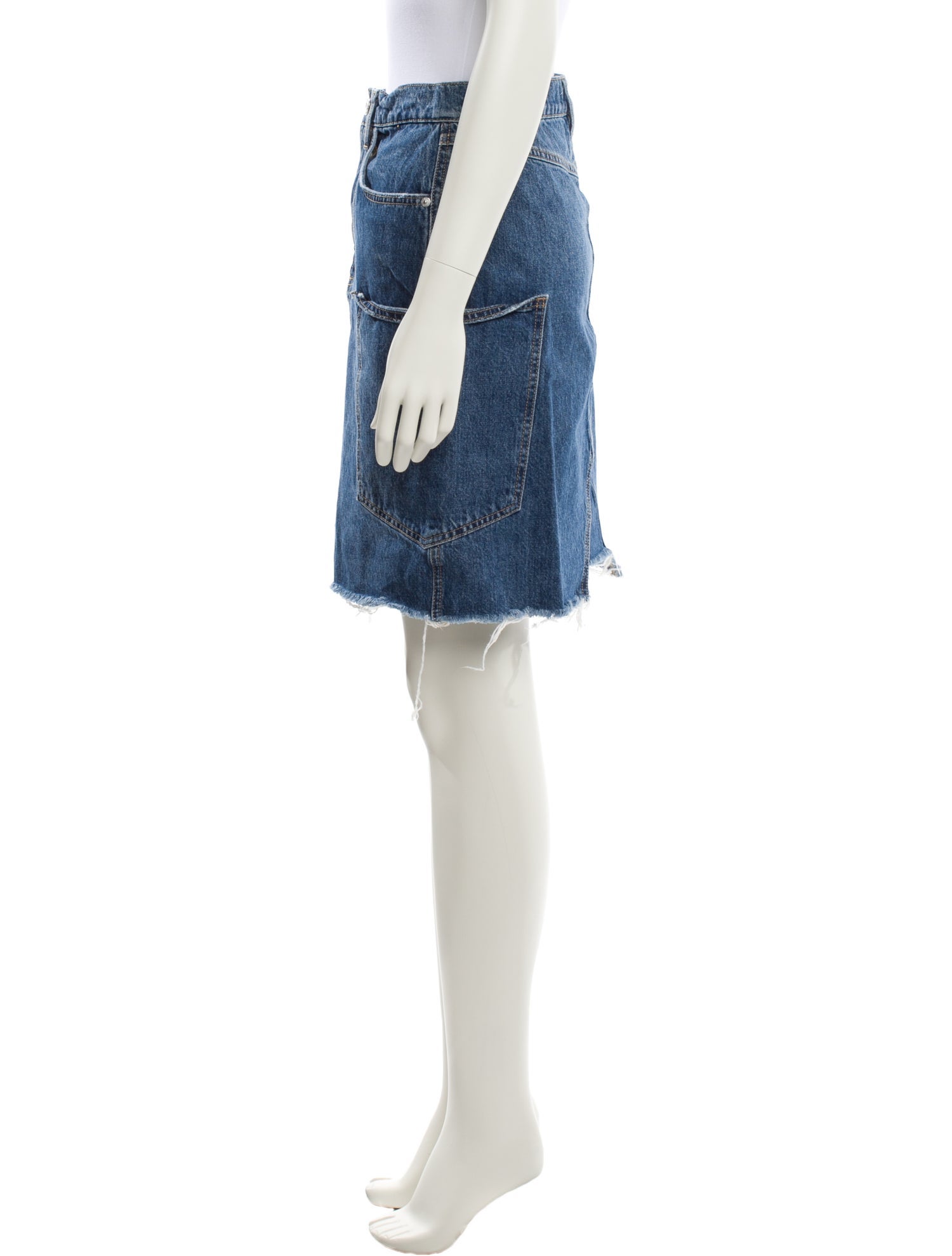 FRAME Distressed Accents Knee-Length Skirt