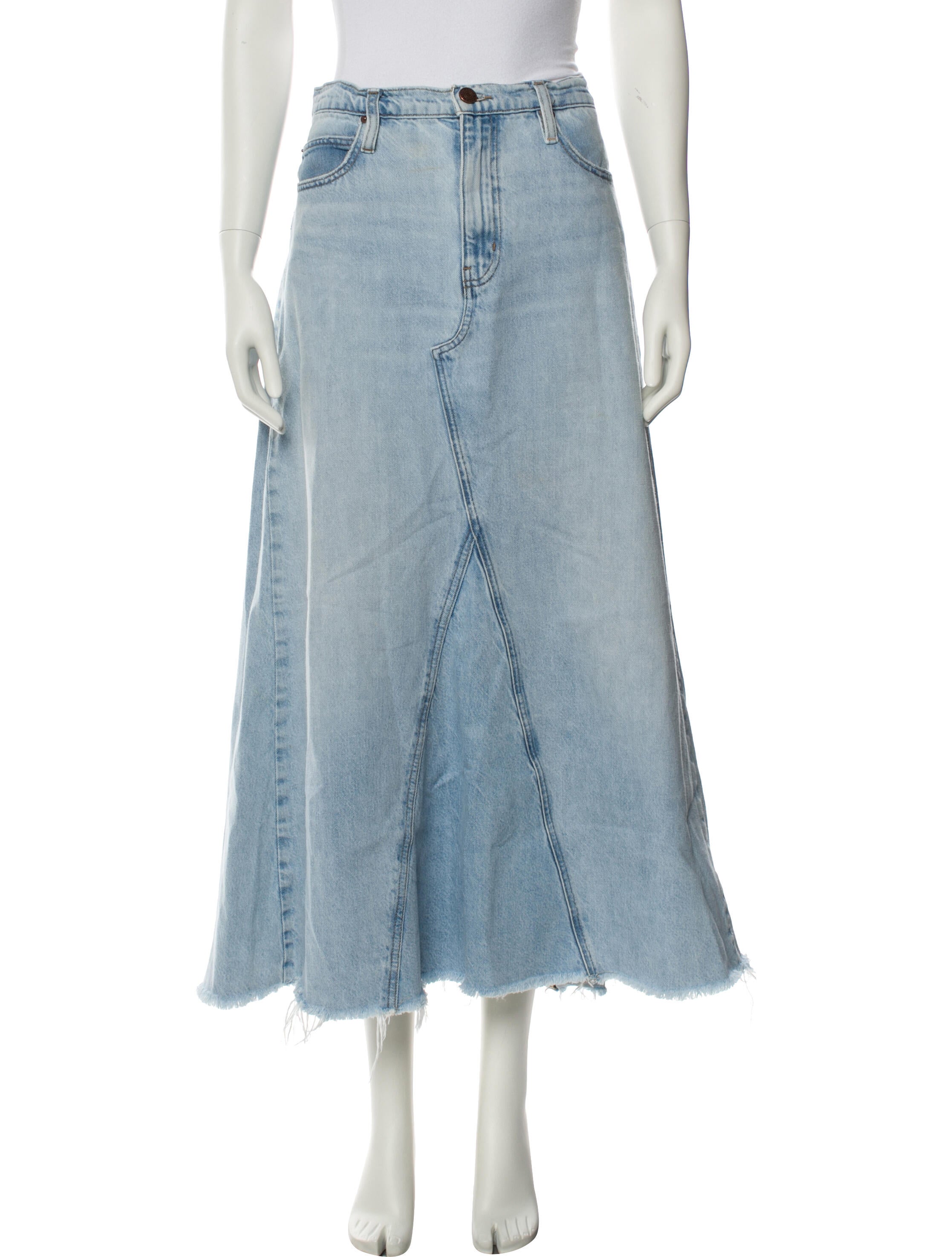 FRAME Raw-Edge Trim Midi Length Skirt