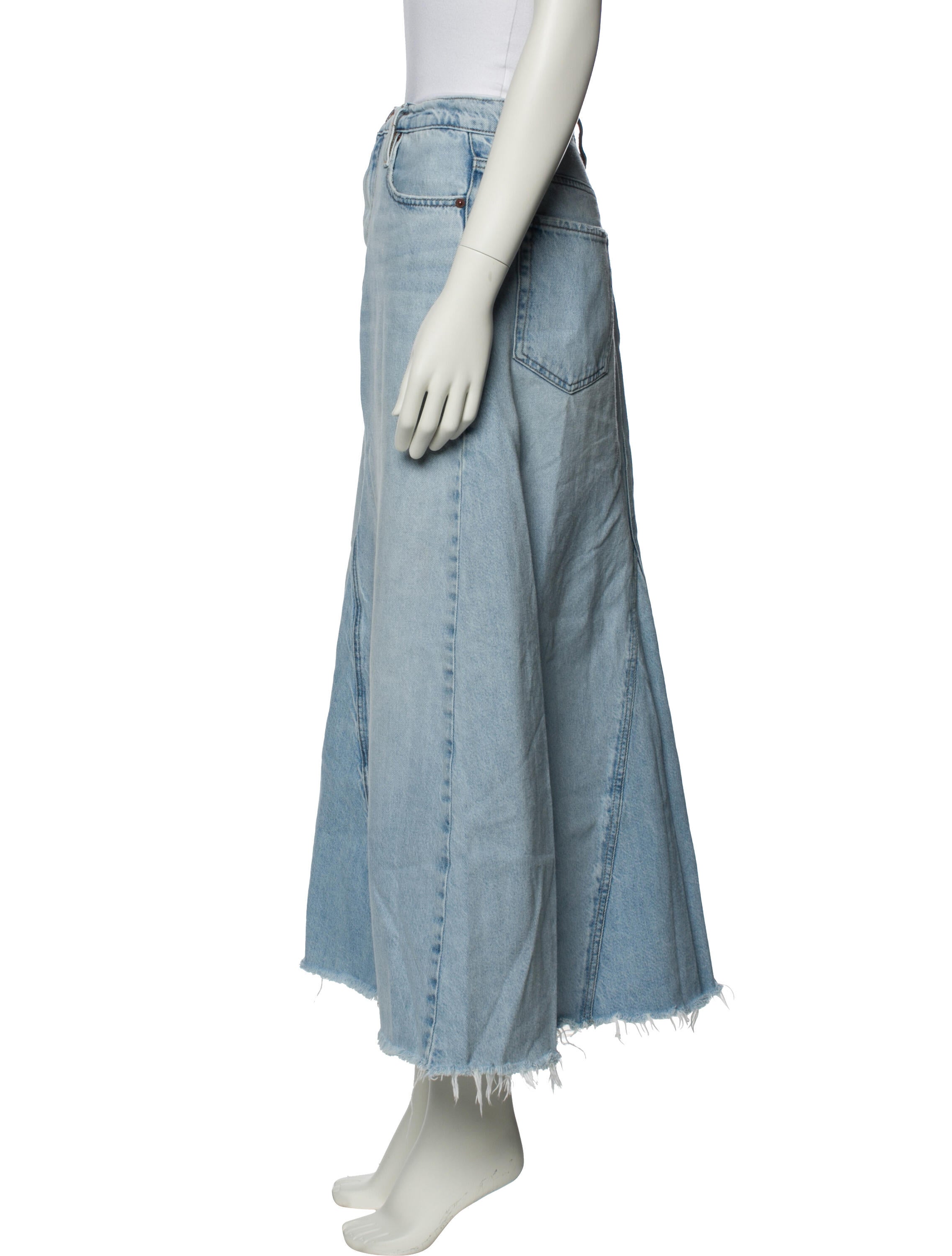 FRAME Raw-Edge Trim Midi Length Skirt