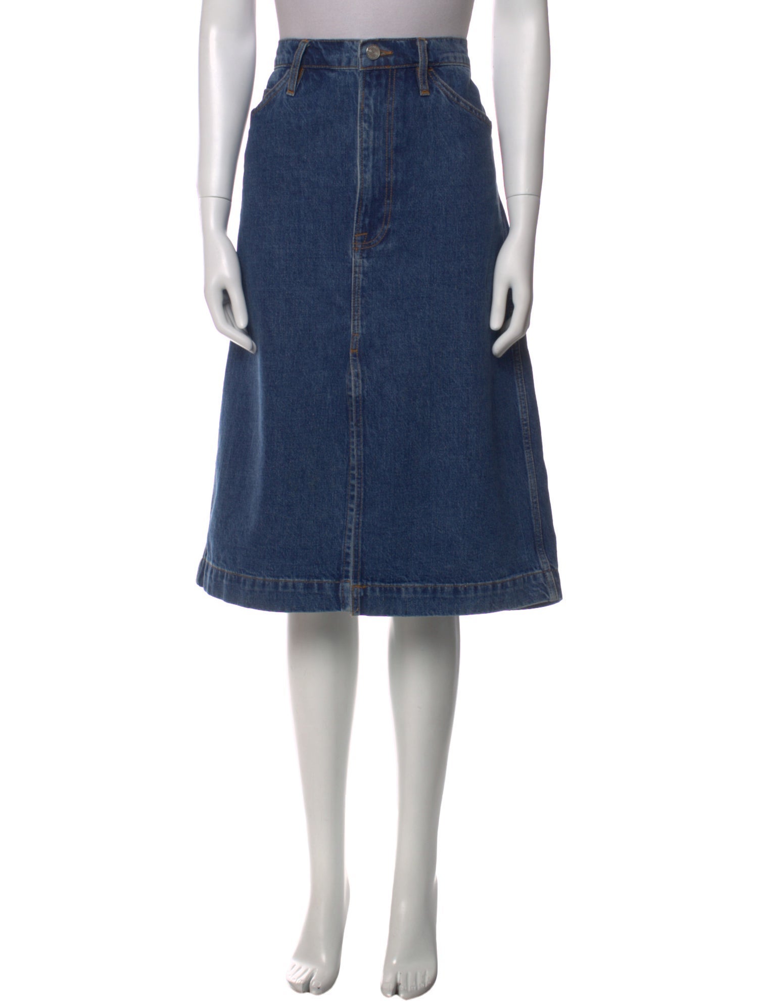 FRAME Raw-Edge Trim Knee-Length Skirt