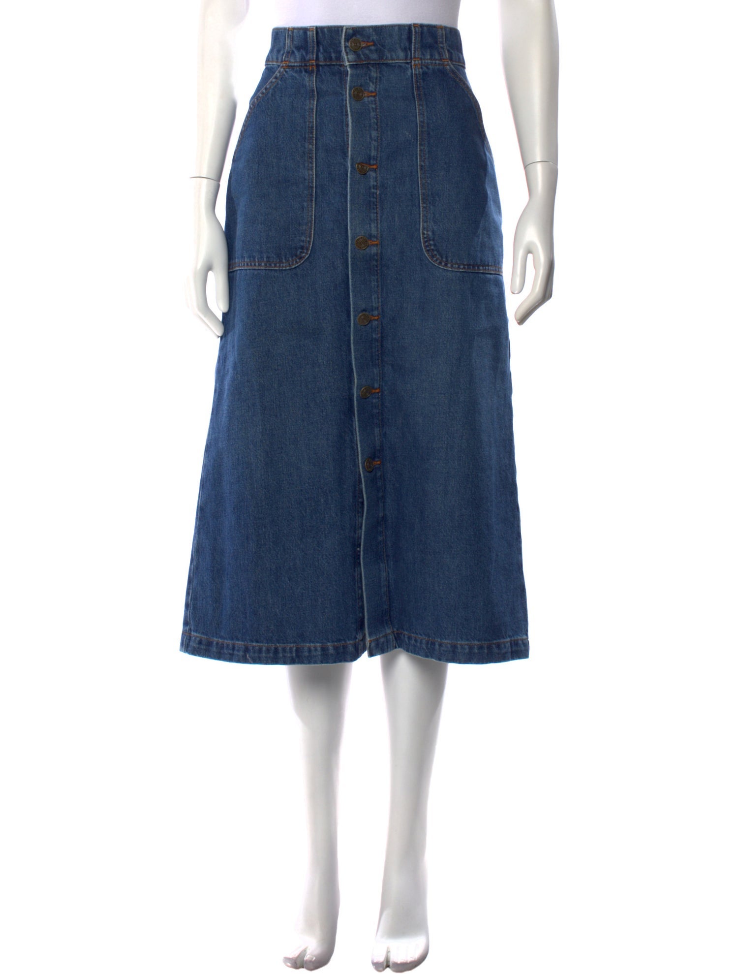 FRAME Raw-Edge Trim Midi Length Skirt