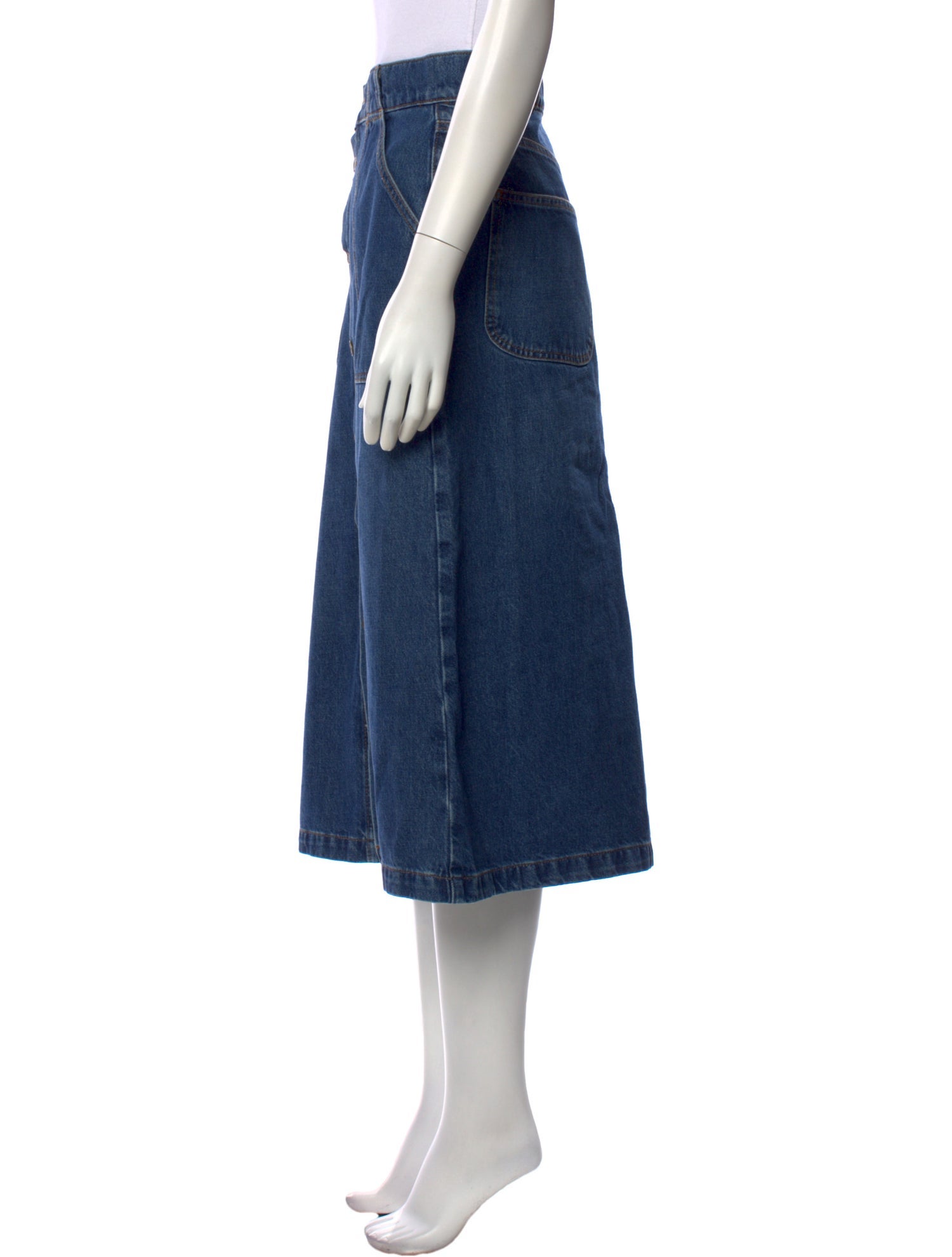 FRAME Raw-Edge Trim Midi Length Skirt