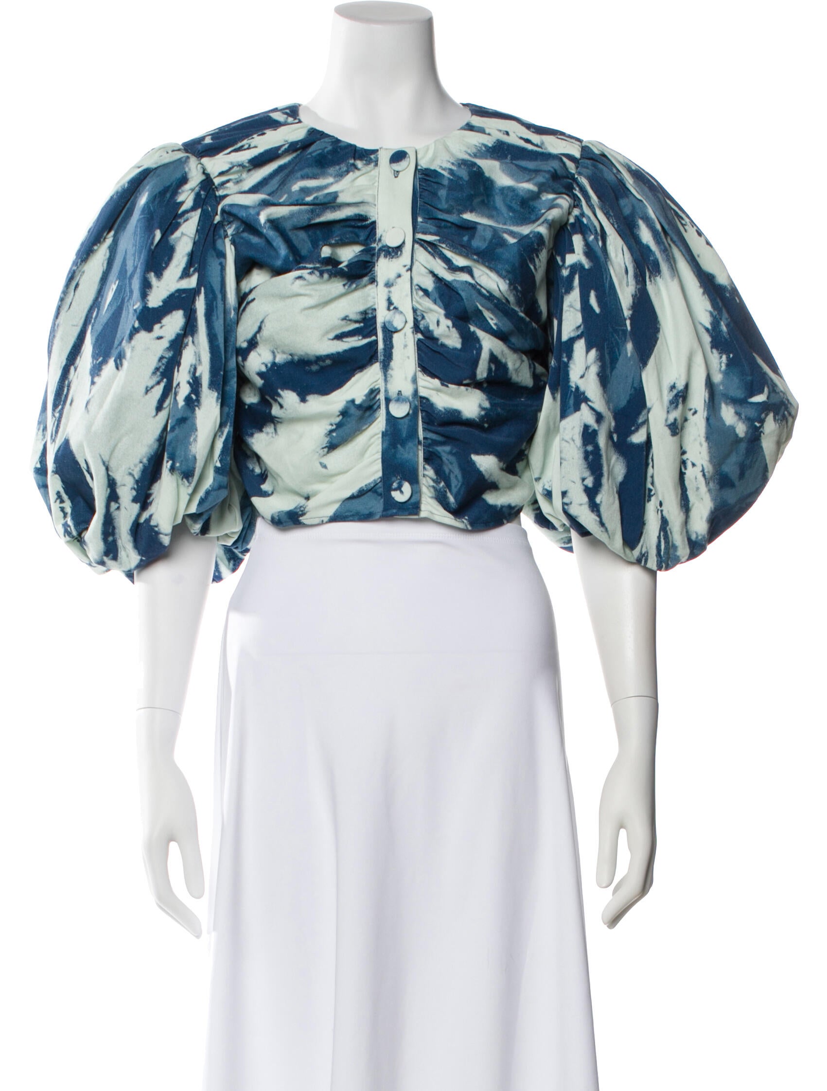 FRAME Tie-Dye Print Crew Neck Blouse