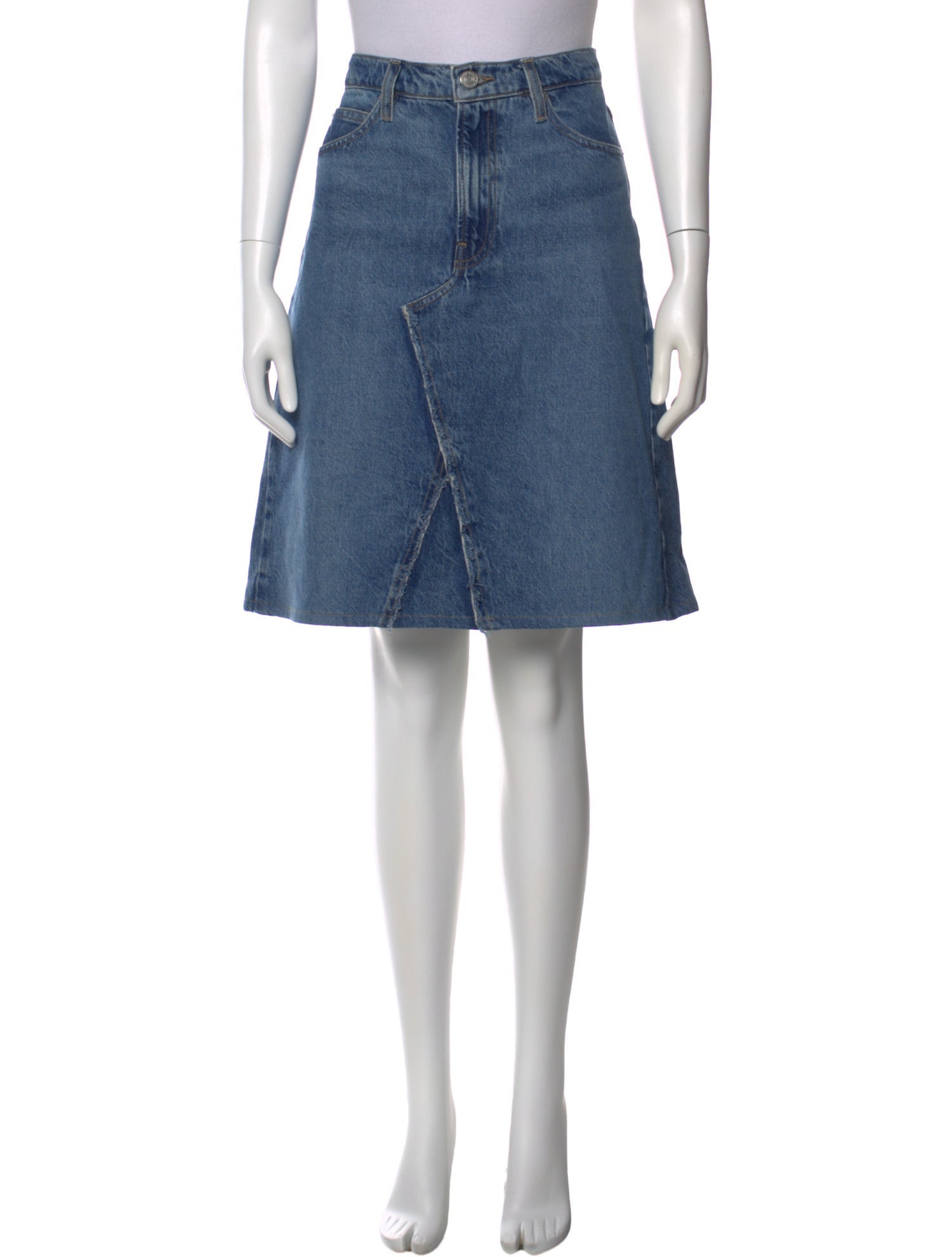 FRAME Raw-Edge Trim Knee-Length Skirt