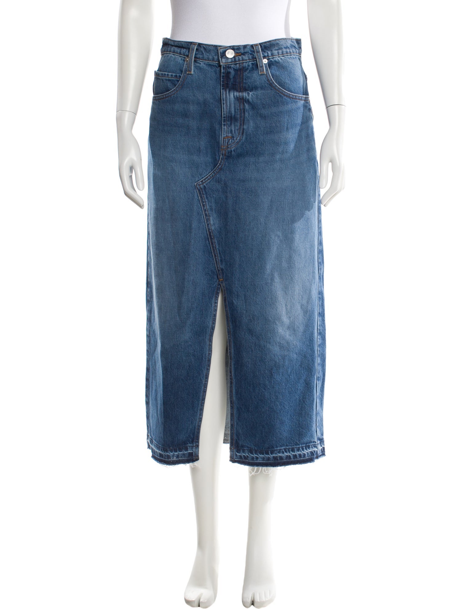 FRAME Raw-Edge Trim Midi Length Skirt