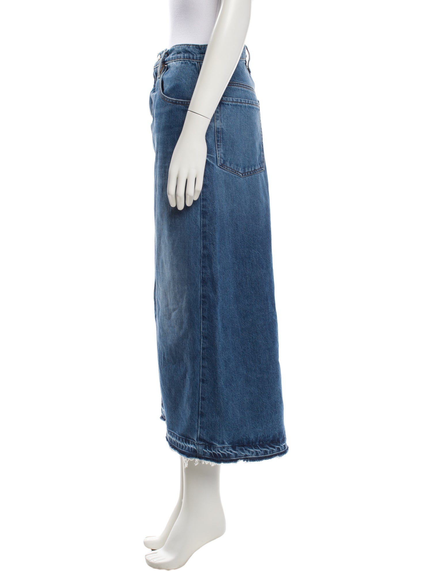 FRAME Raw-Edge Trim Midi Length Skirt