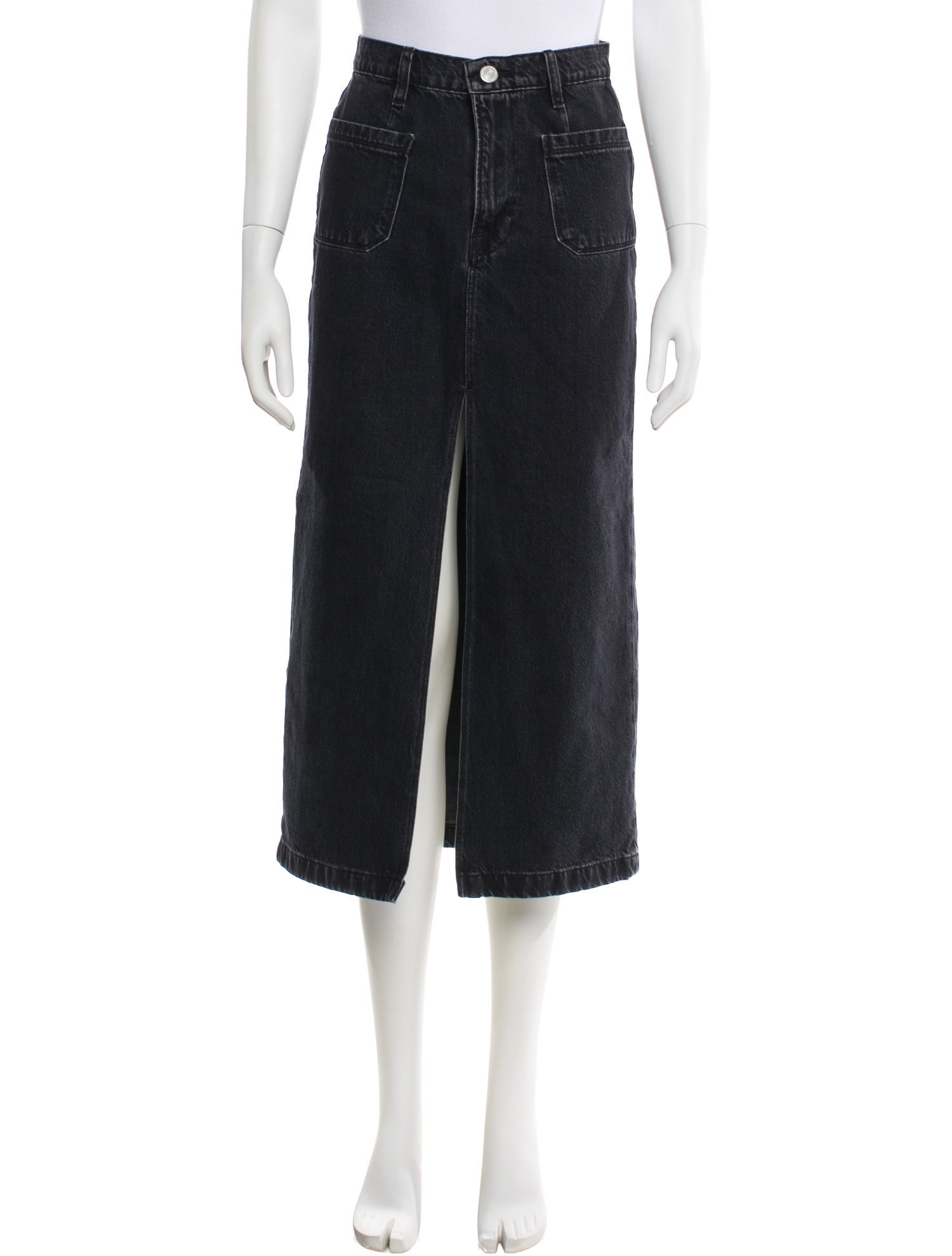 FRAME Raw-Edge Trim Midi Length Skirt