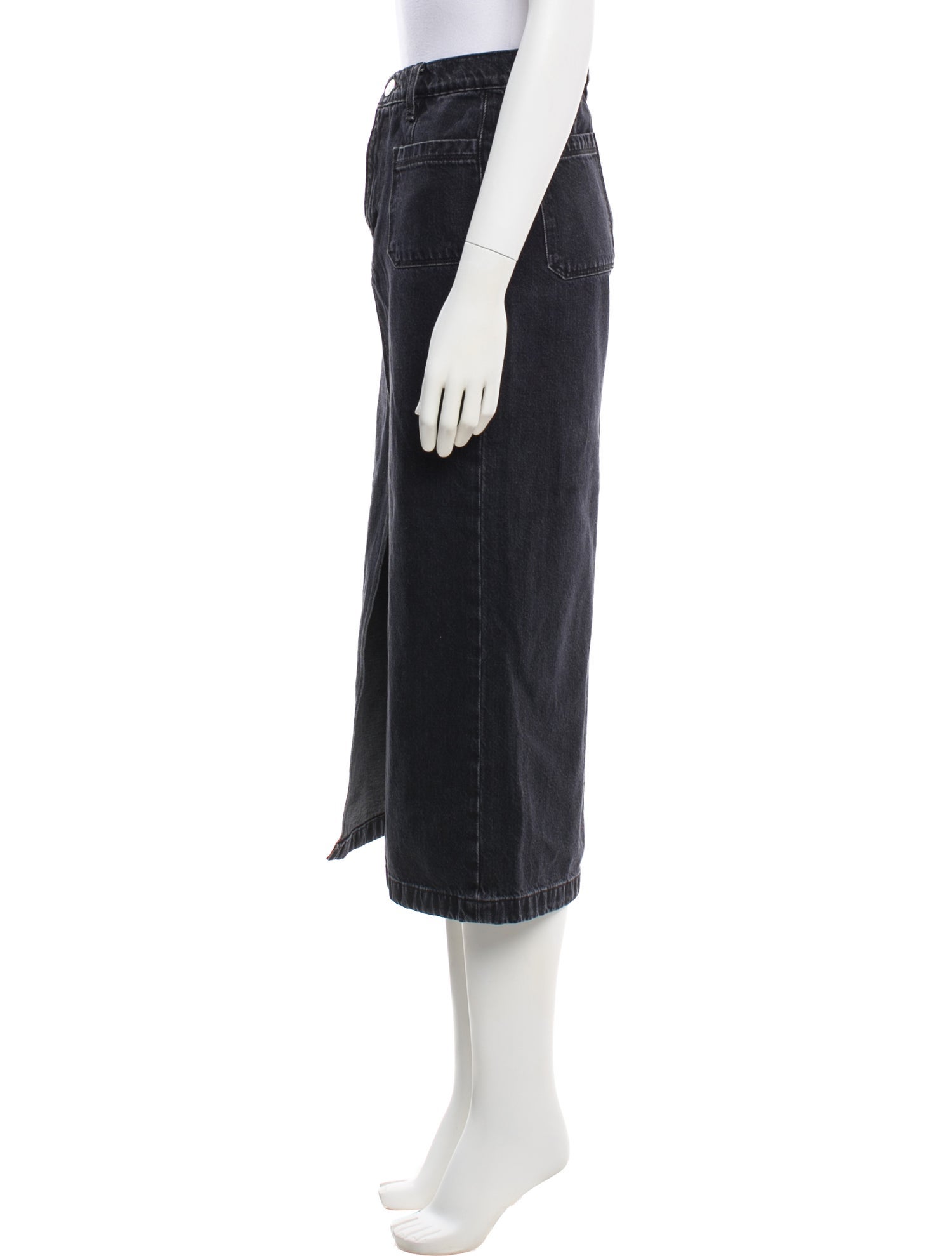 FRAME Raw-Edge Trim Midi Length Skirt