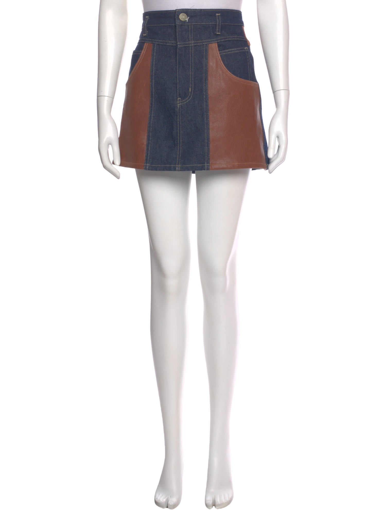 FRAME Colorblock Pattern Mini Skirt