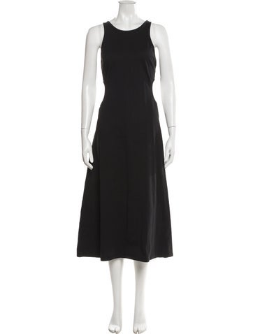 Pre-owned Frame Crew Neck Midi Length Dress In Gray