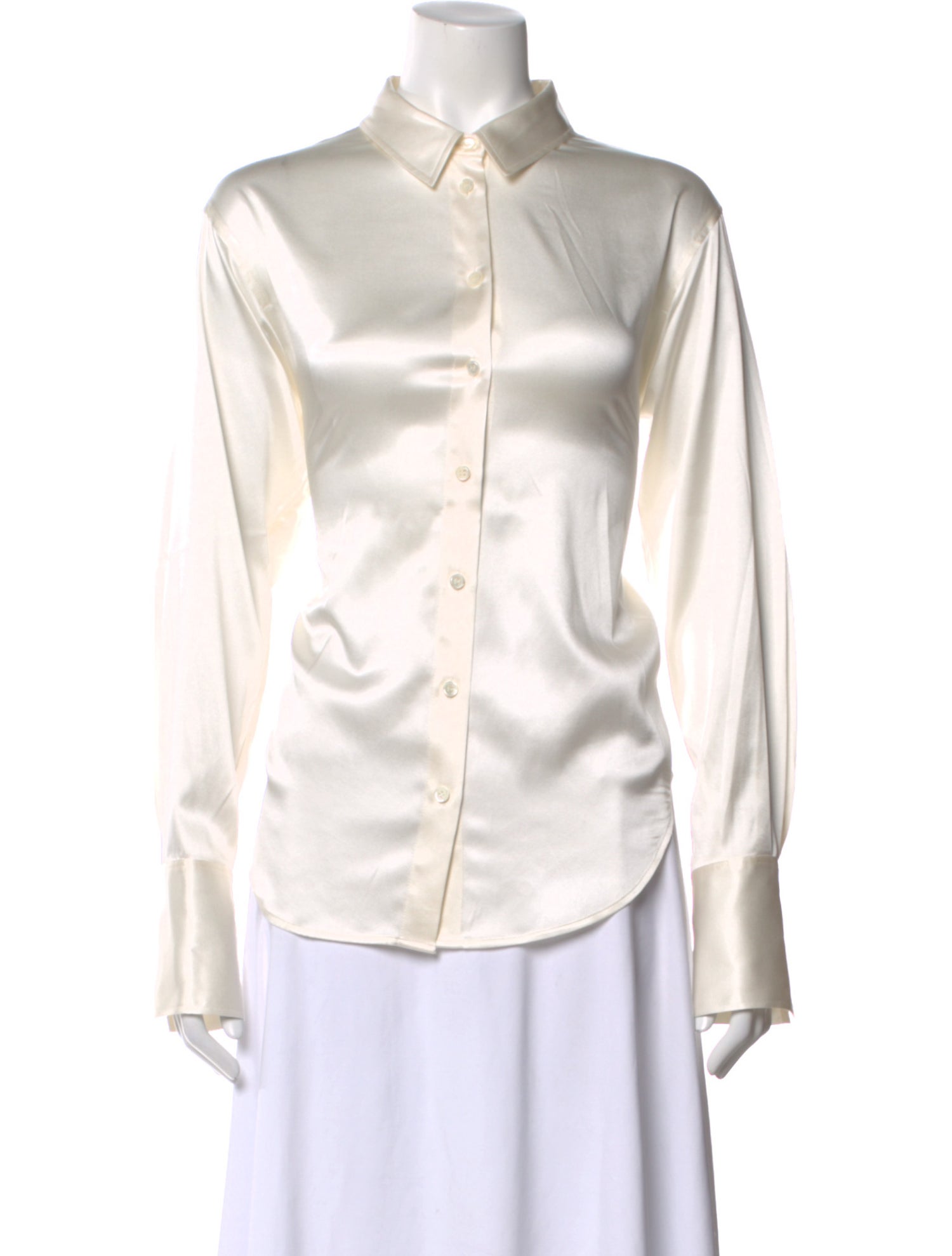 FRAME Silk Long Sleeve Button-Up Top
