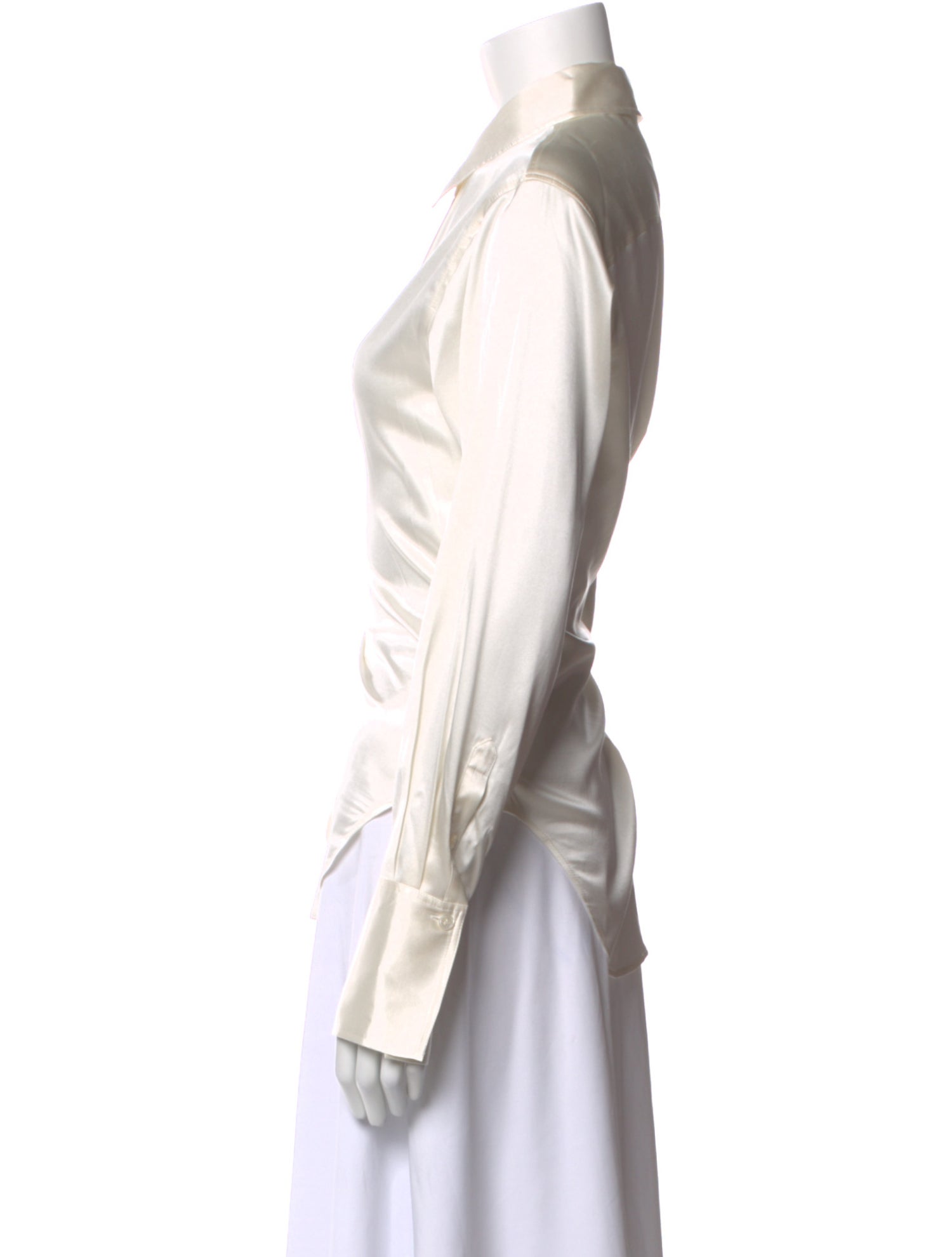 FRAME Silk Long Sleeve Button-Up Top