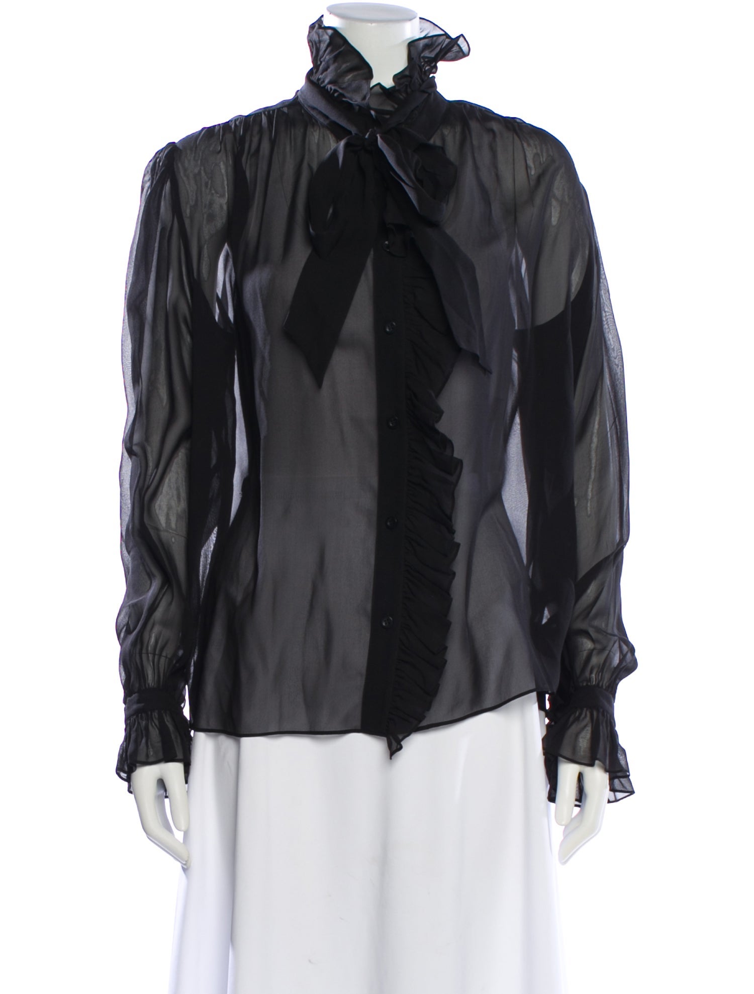 FRAME Silk Long Sleeve Blouse