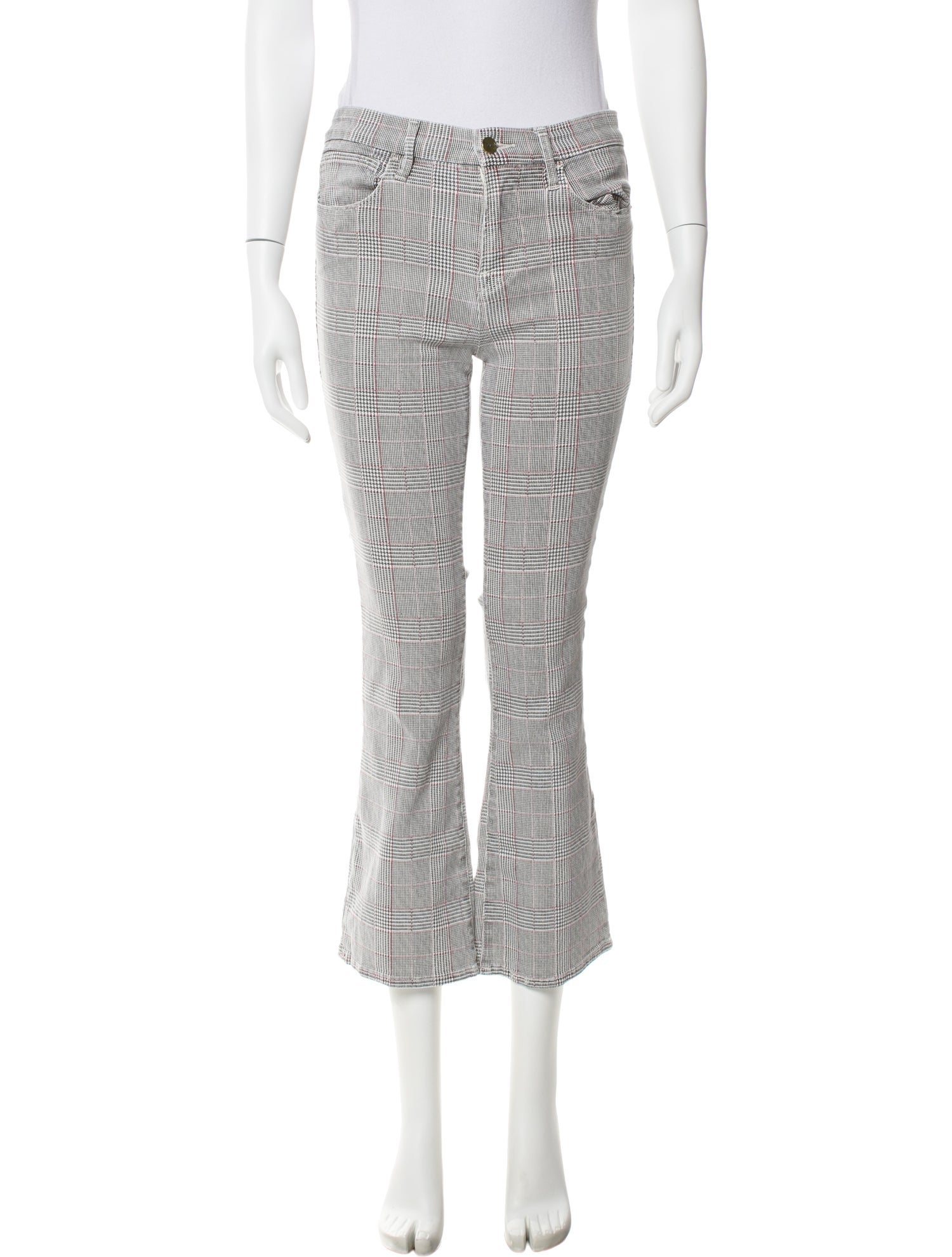 FRAME Houndstooth Print Wide Leg Pants