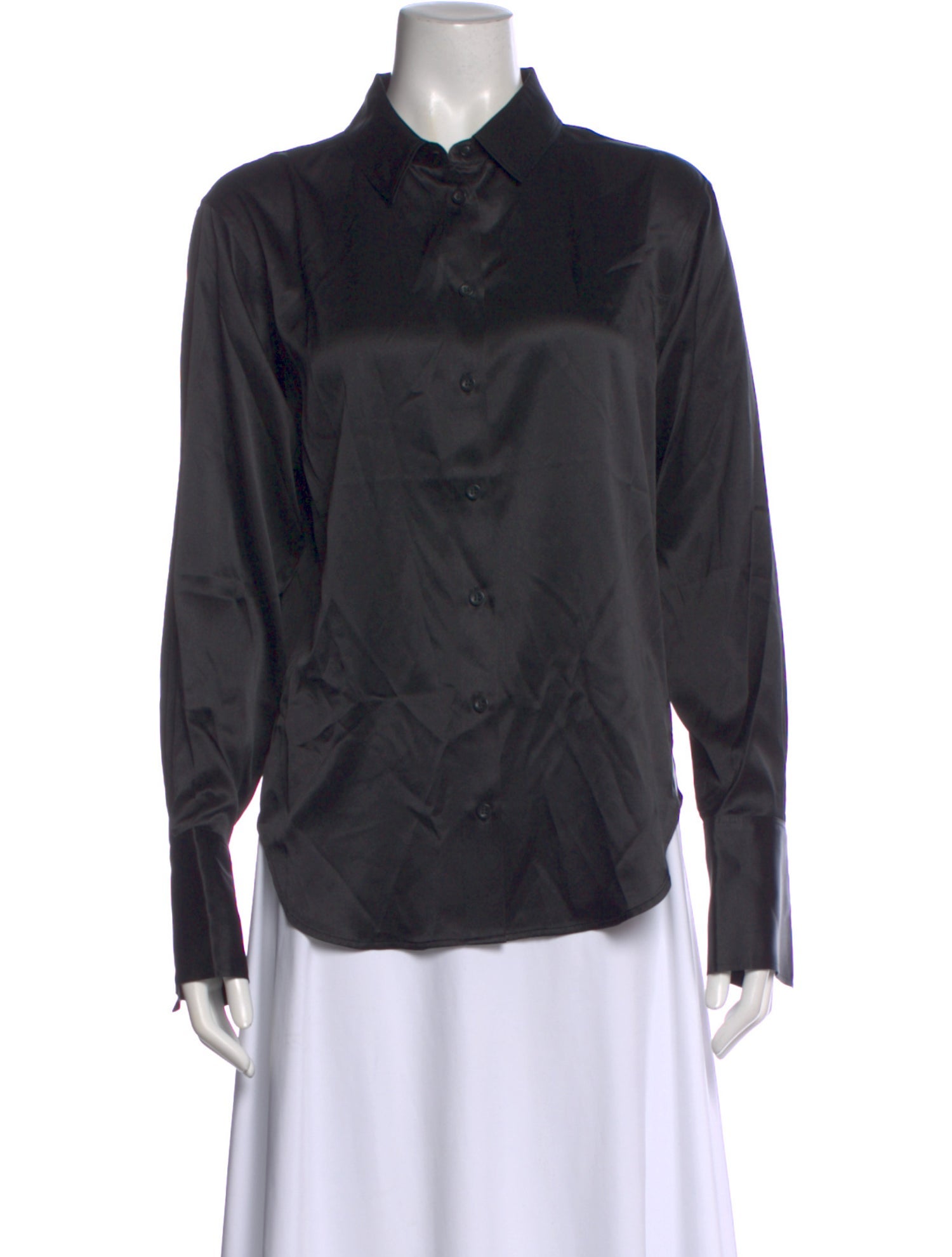 FRAME Silk Long Sleeve Button-Up Top w/ Tags