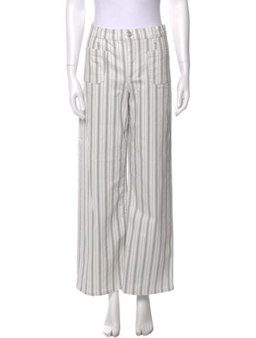 Pre-owned Frame Striped Wide Leg Pants In White