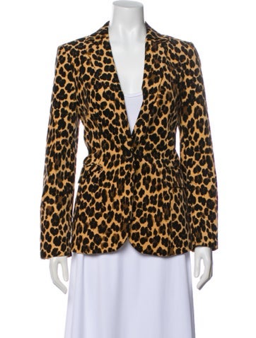 Pre-owned Frame Animal Print Blazer In Brown