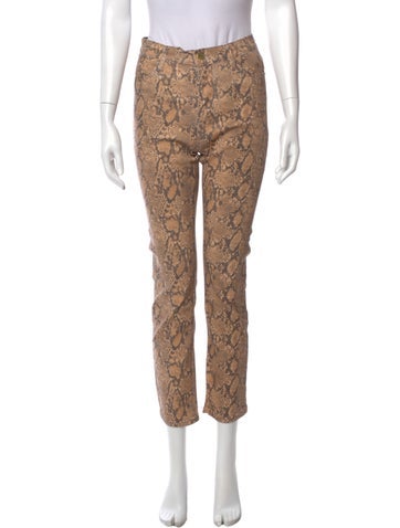 Pre-owned Frame Animal Print Straight Leg Pants In Neutral