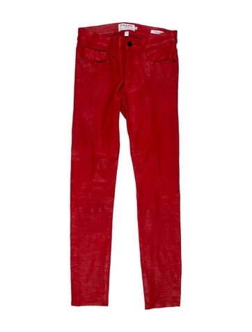 Pre-owned Frame Lamb Leather Skinny Leg Pants In Multi