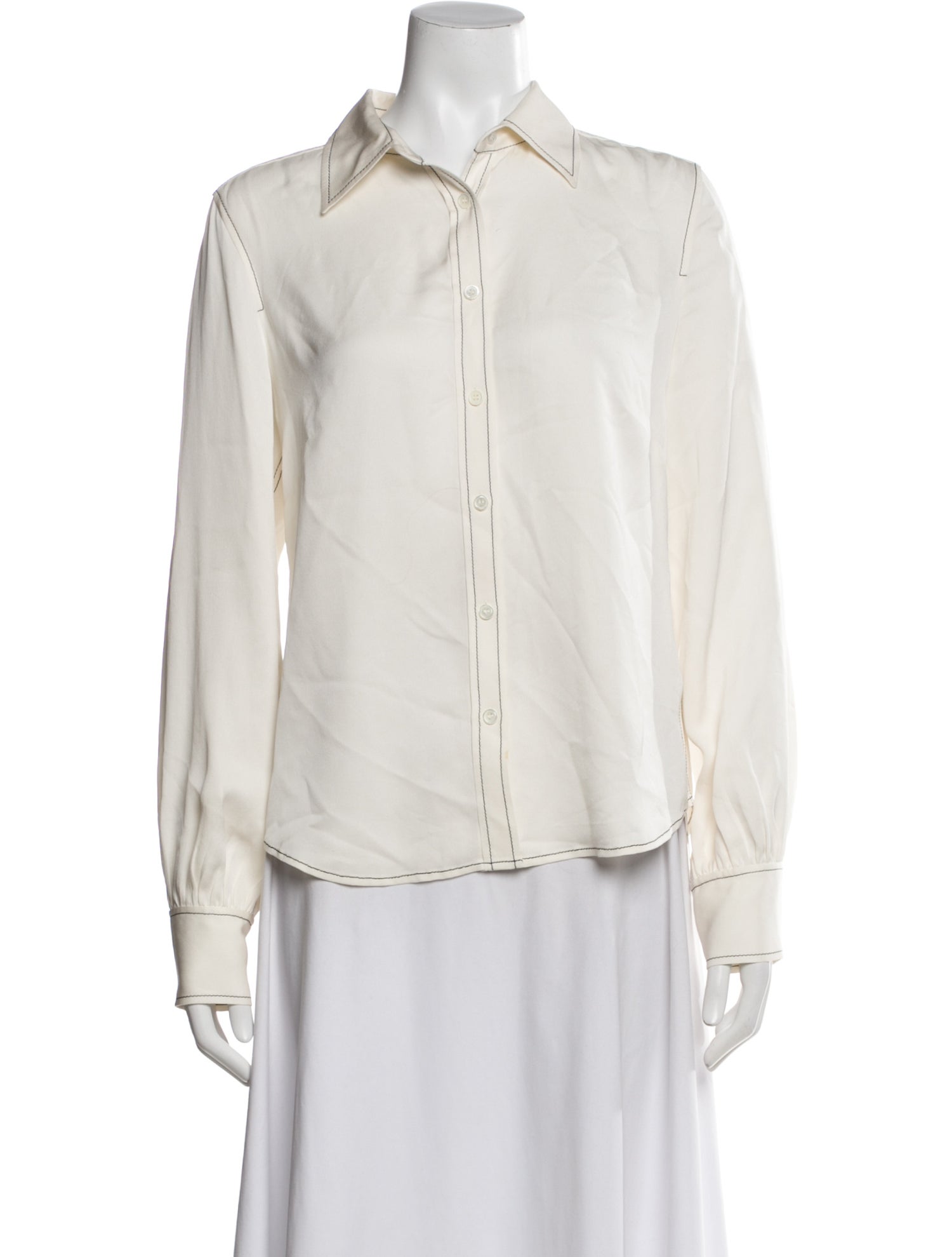 FRAME Silk Long Sleeve Button-Up Top