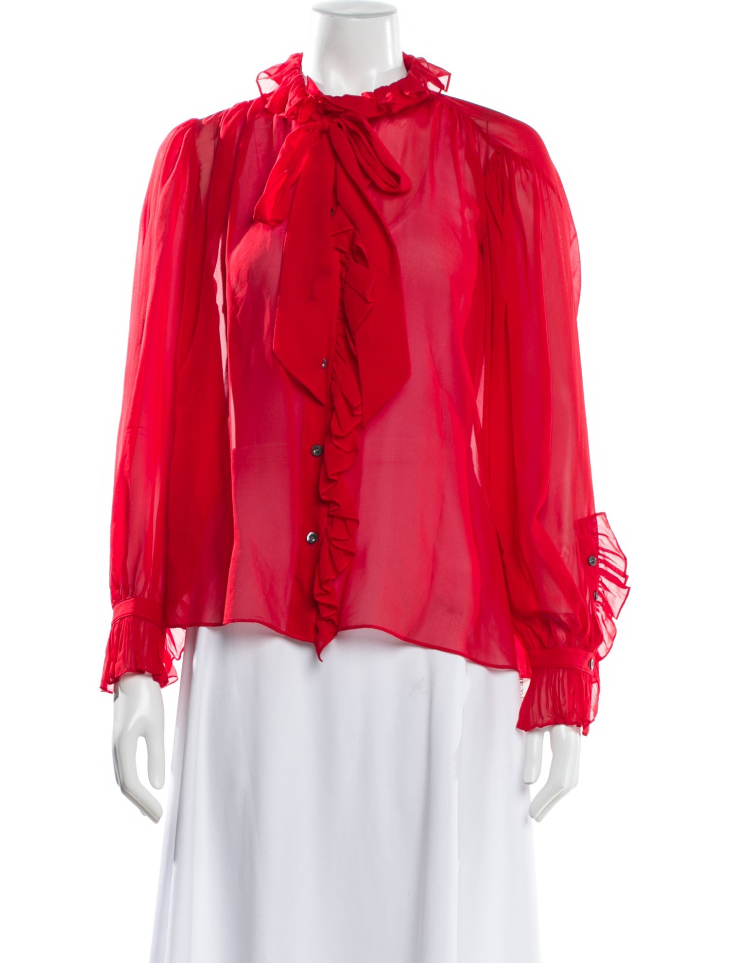 FRAME Silk Long Sleeve Blouse