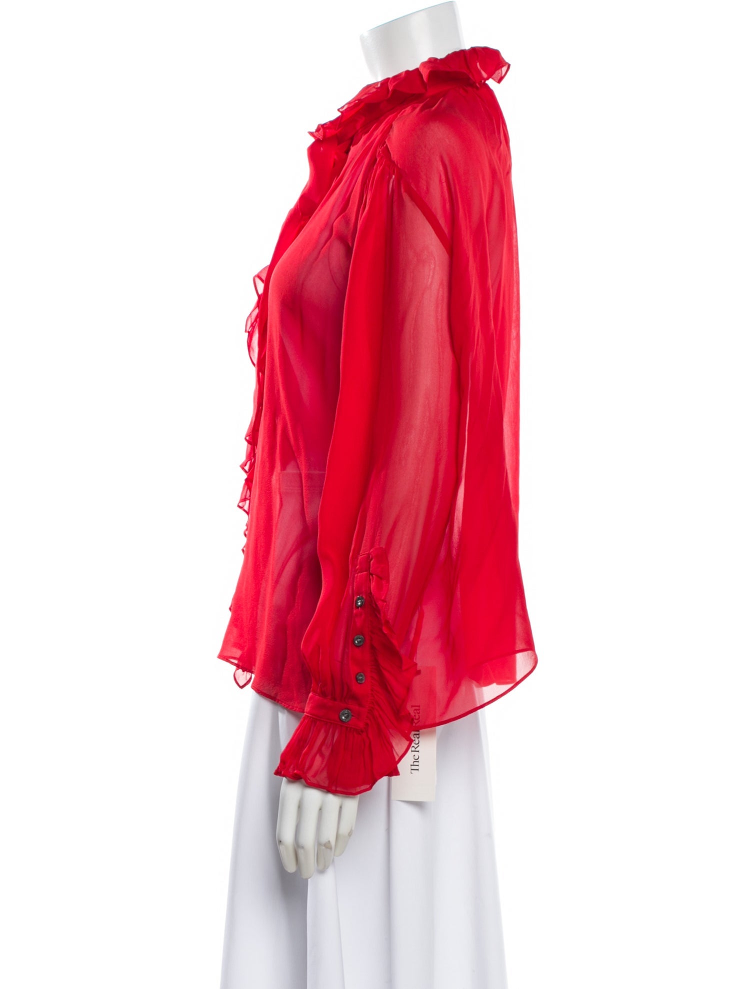 FRAME Silk Long Sleeve Blouse