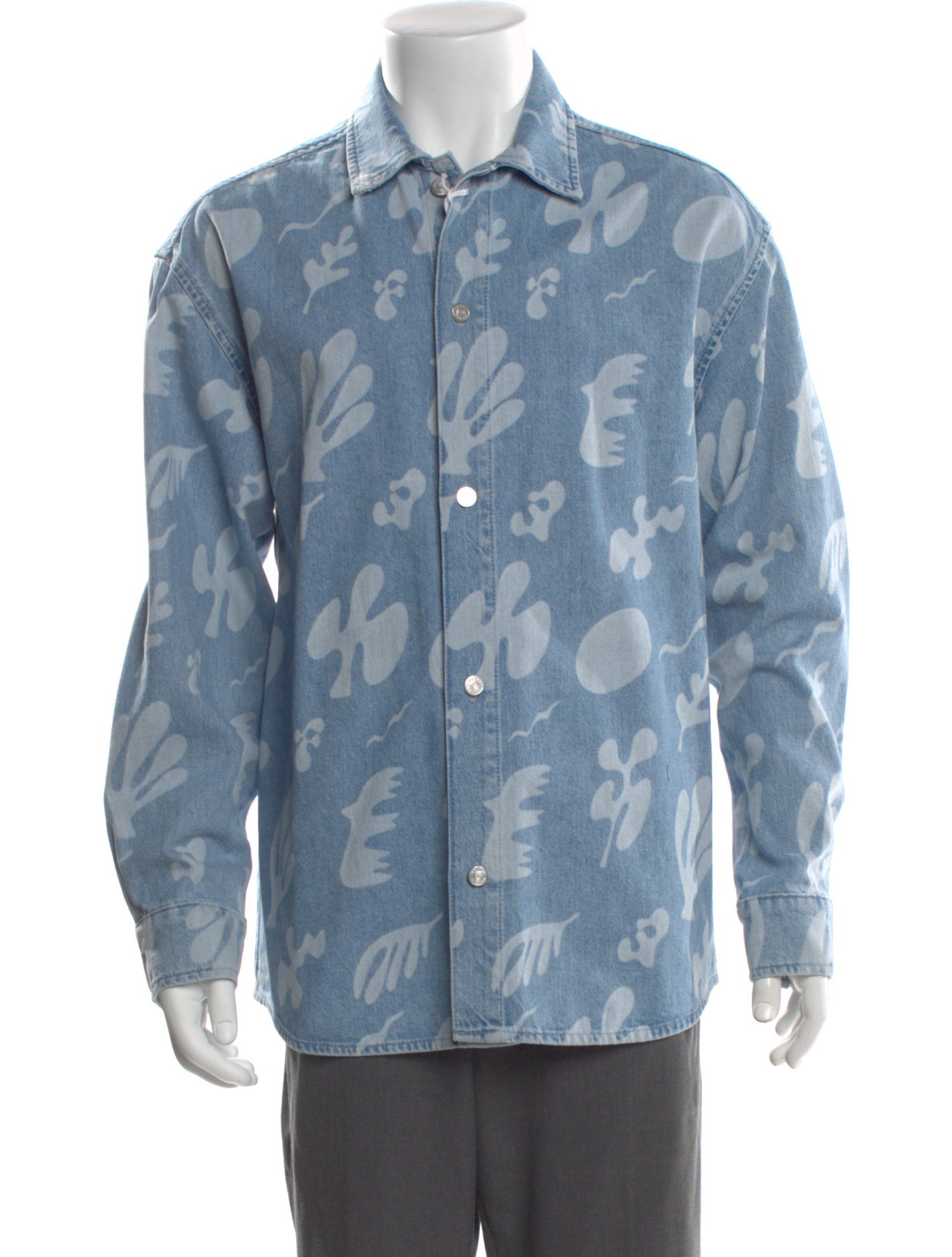 FRAME Printed Long Sleeve Denim Shirt