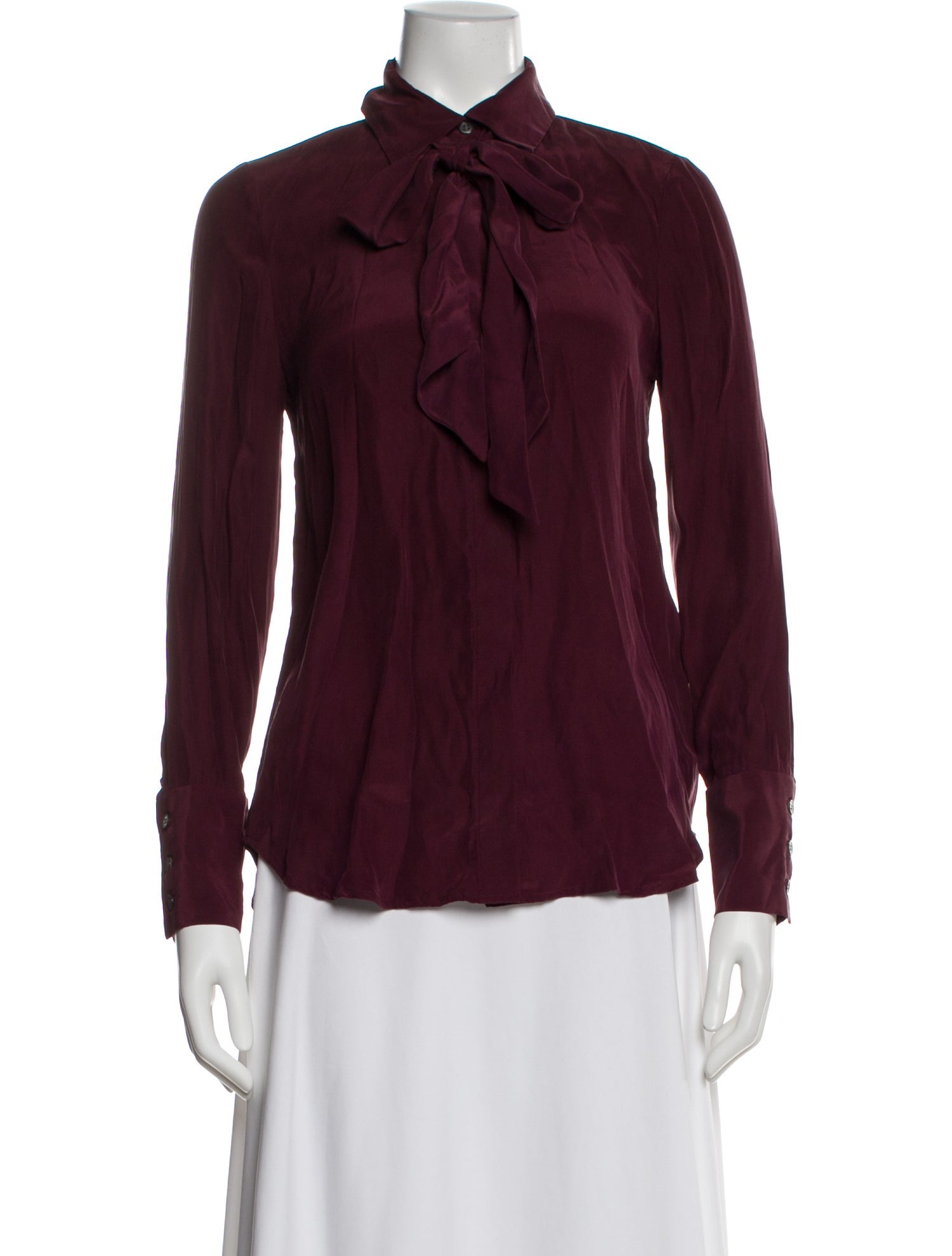 FRAME Silk Long Sleeve Blouse