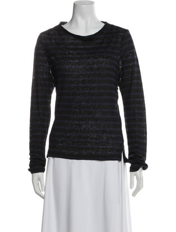 Pre-owned Frame Linen Striped Sweater In Gray