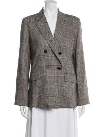 Pre-owned Frame Wool Plaid Print Blazer In Neutral