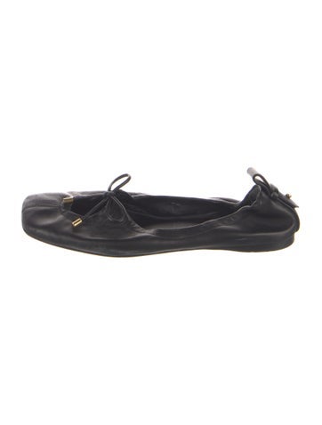 Pre-owned Frame Leather Bow Accents Ballet Flats In Blue