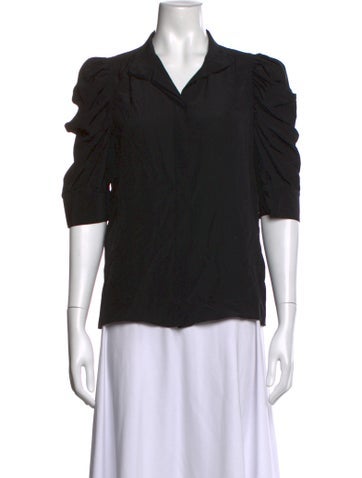 Pre-owned Frame Silk V-neck Blouse In Black