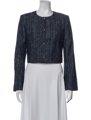 Pre-owned Frame Tweed Pattern Jacket W/ Tags In Blue