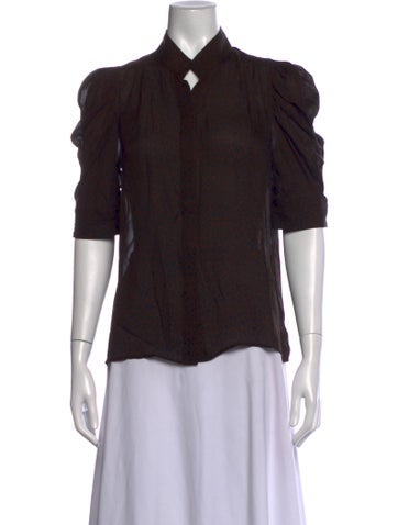 Pre-owned Frame Silk Animal Print Blouse In Black