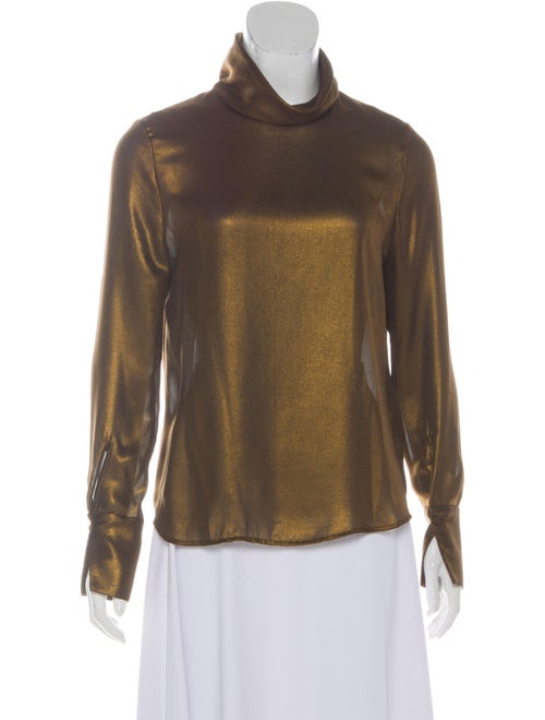 Frame Turtleneck Long Sleeve Blouse Brown