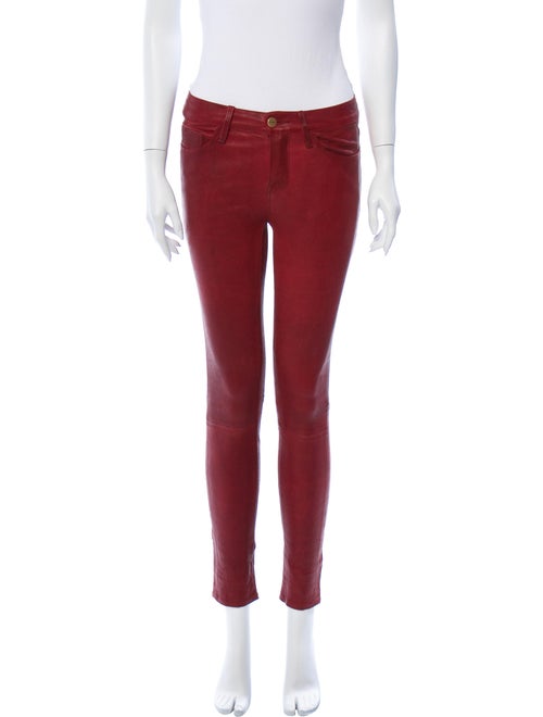 Frame Lamb Leather Skinny Leg Pants Red