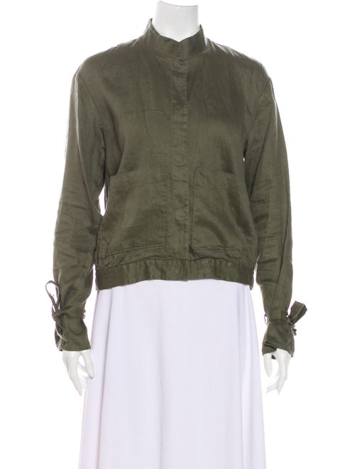 Frame Linen Bomber Jacket Green