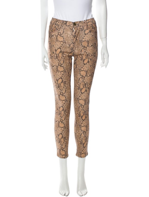 Frame Animal Print Skinny Leg Pants Brown