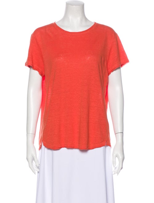 Frame Linen Scoop Neck T-Shirt Orange