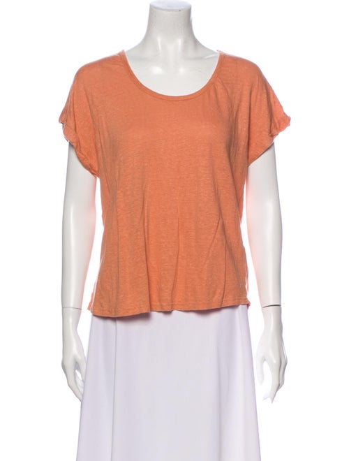 Frame Linen Scoop Neck T-Shirt Orange