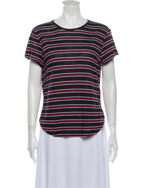 Frame Linen Striped T-Shirt Blue