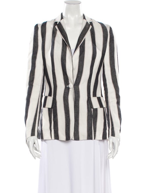 Frame Linen Striped Blazer White