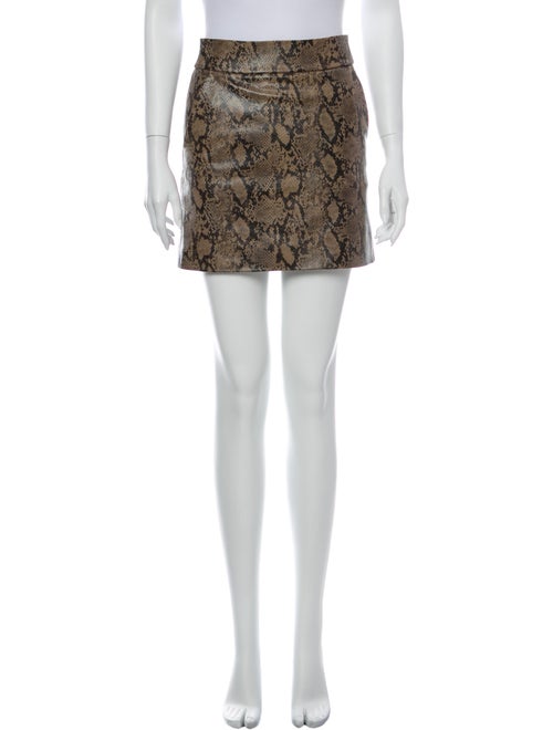 Frame Lamb Leather Mini Skirt Brown